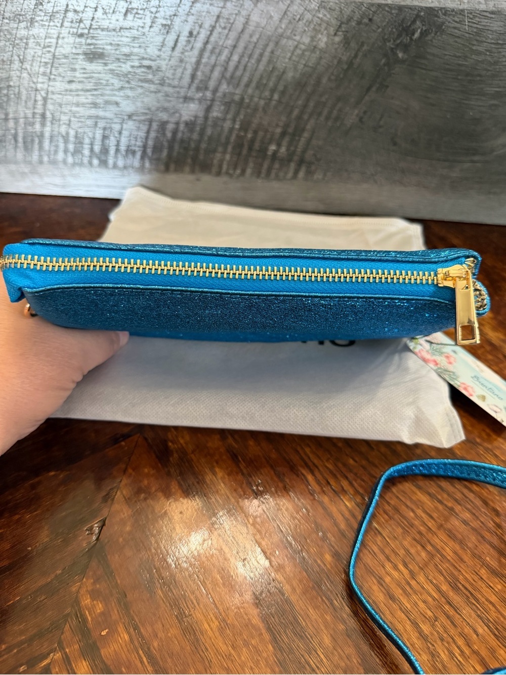 NWT Brentano Blue Sparkle Glitter Crossbody Or Wristlet - Picture 3 of 11